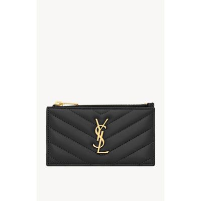 Saint Laurent Cassandre Matelasse Fragments Zipped Card Case