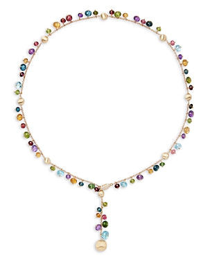 Shop Marco Bicego 18k Yellow Gold Africa Multi Gemstone Bead & Diamond Adjustable Lariat Necklace, 18