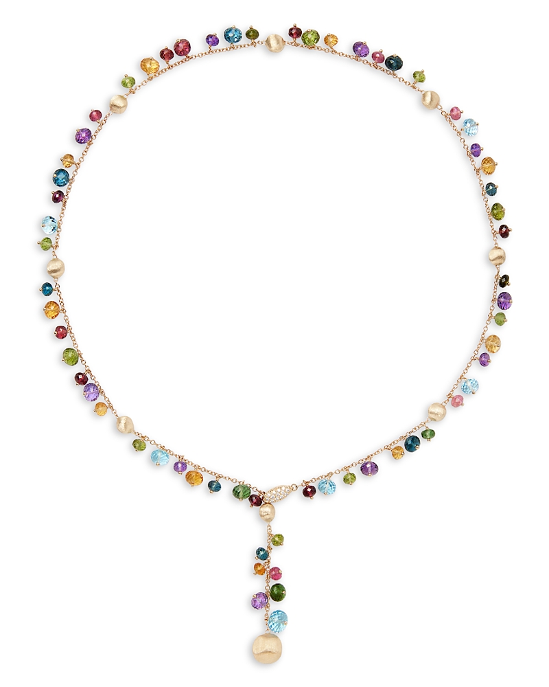 Marco Bicego 18k Yellow Gold Africa Multi Gemstone Bead & Diamond Adjustable Lariat Necklace, 18 In Multi