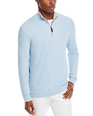 The Men's Store At Bloomingdale's Cotton Tipped Textured Birdseye Half Zip Sweater - 100% Exclusive In Celestial