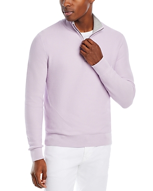 The Men's Store At Bloomingdale's Cotton Tipped Textured Birdseye Half Zip Sweater - 100% Exclusive In Lavender
