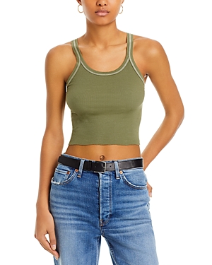Re/done Rib Crop Tank In Bayleaf