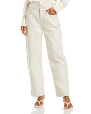 Re/Done High Rise Engineered Wide Leg Taper Jeans in Vintage White