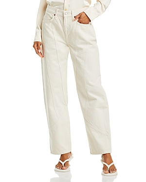 Shop Re/done High Rise Engineered Wide Leg Taper Jeans In Vintage White