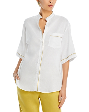 Shop Fabiana Filippi Camicia Manica Corta Linen Shirt In White
