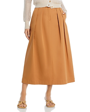 Shop Fabiana Filippi Pleat Front Midi Skirt In Brown
