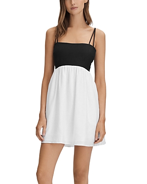 Reiss Hadley Color Blocked Dress In Black/white
