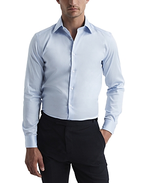 Shop Reiss Frontier Cotton Stretch Slim Fit Dress Shirt In Blue