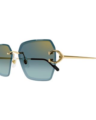 Decor 24 Carat Gold Plated Rimless Butterfly Sunglasses, 58mm