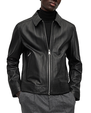 Shop Hugo Boss Mapson Leather Jacket In Black