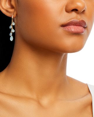 18K Yellow Gold Paradise Aquamarine Chain Drop Earrings - Exclusive