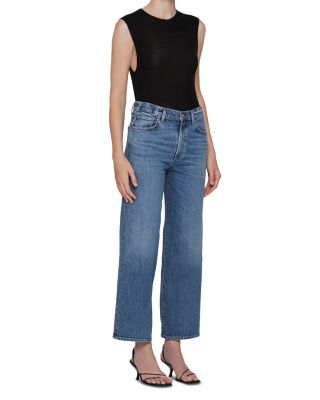 Harper Mid Rise Wide Ankle Jeans in Moor
