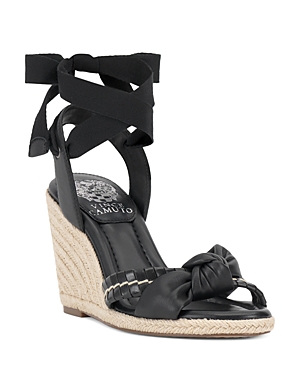 Shop Vince Camuto Women's Floriana Ankle Tie Espadrille Wedge Sandals In Black