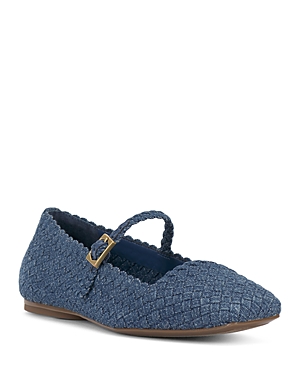 Shop Vince Camuto Women's Vinley Basketweave Mary Jane Flats In Blue