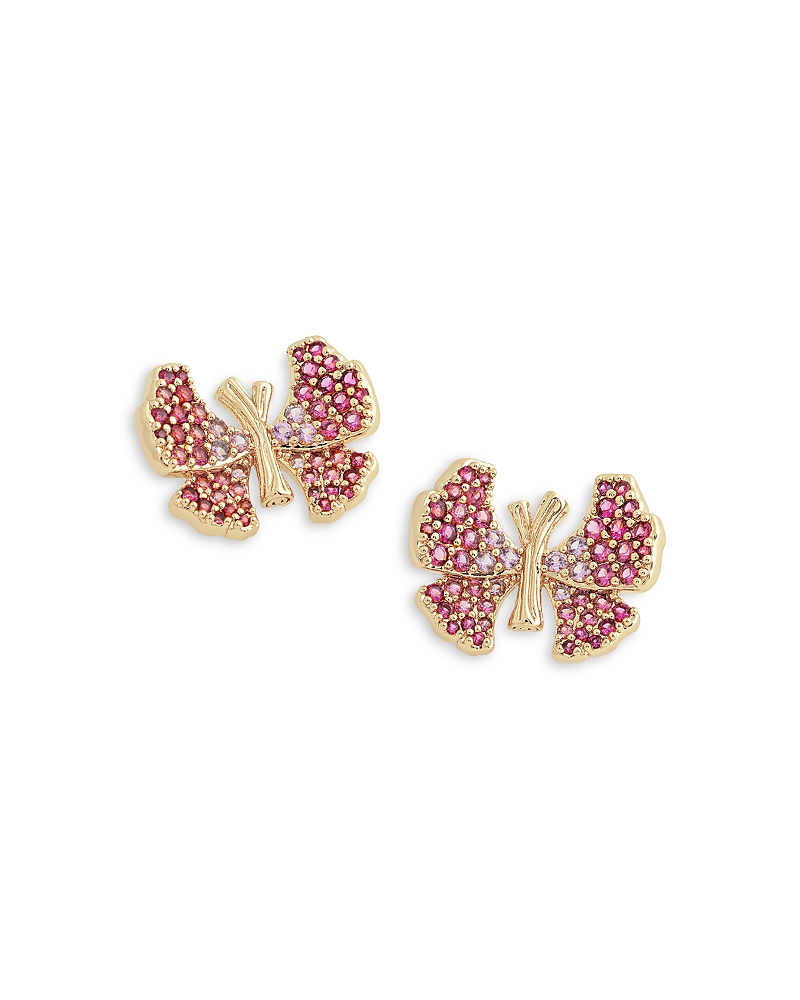 Anabel Aram Butterfly Pave Stud Earrings in 18K Gold Plated