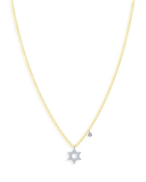 14K White & Yellow Gold Diamond Star of David Pendant Necklace, 18