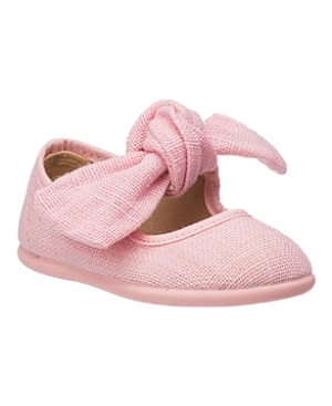 Shop Elephantito Girls' Linen Bow Mary Jane - Toddler, Little Kid In Pink