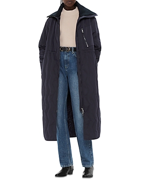 Shop Whistles Niara Quilted Coat In Navy