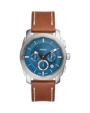 Shop Fossil Machine Chronograph, 42mm In Blue/brown