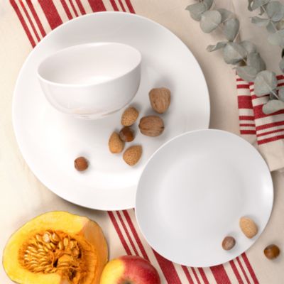 Jasmine White Porcelain Dinnerware, Set of 12