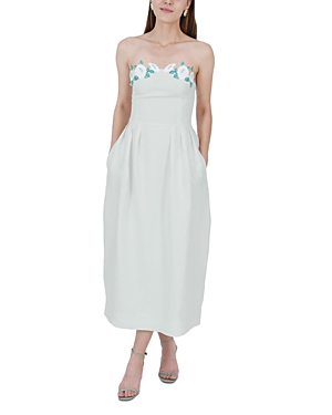 Shop Fanm Mon Lorr Strapless Embroidered Dress In Mint Green