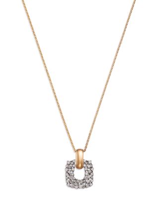 Bloomingdale's Fine Collection - Diamond Cluster Open Pendant Necklace in 14K White & Yellow Gold, 0.75 tcw