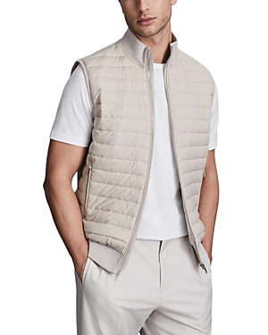 Reiss Pluto Quilted Full Zip Vest In Stone