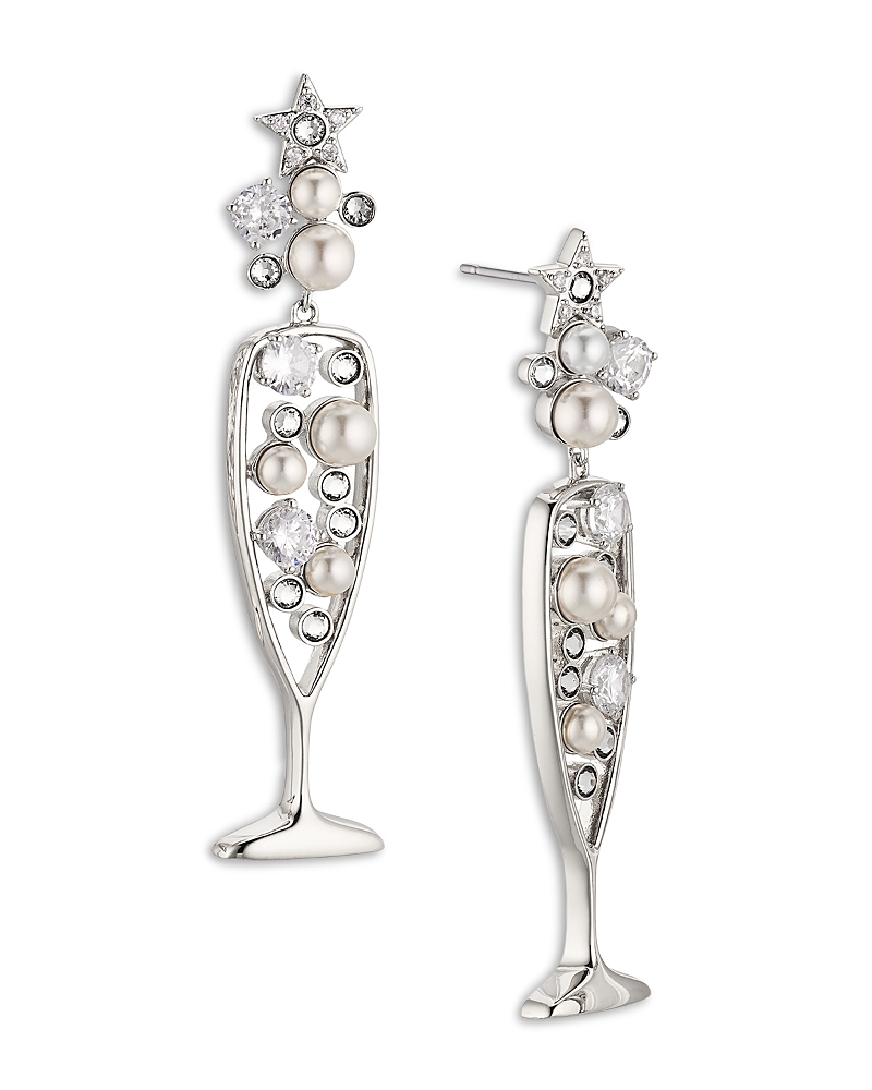 Shop Nadri Bride Champagne Drop Earrings In Silver/white