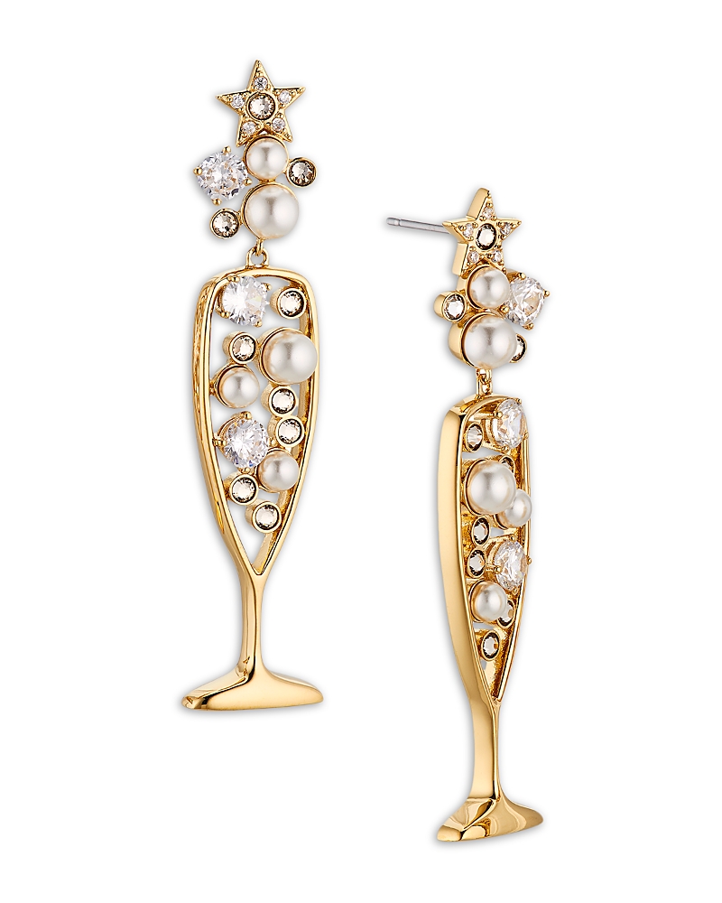 Shop Nadri Bride Champagne Drop Earrings In Gold/white
