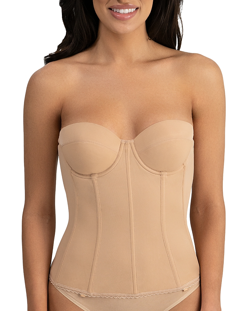 Dominique Intimates Vivienne Convertible Strapless V Wire Longline Corset Bra In Light Brown