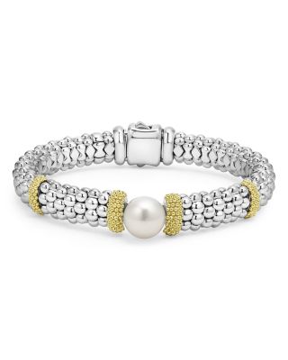 18K Yellow Gold & Sterling Silver Luna Cultured Freshwater Pearl Caviar Bead Bracelet