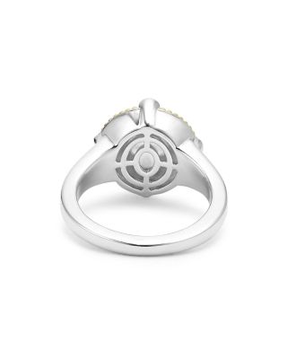 18K Yellow Gold & Sterling Silver Luna Black Tahitian Pearl & Diamond Halo Ring