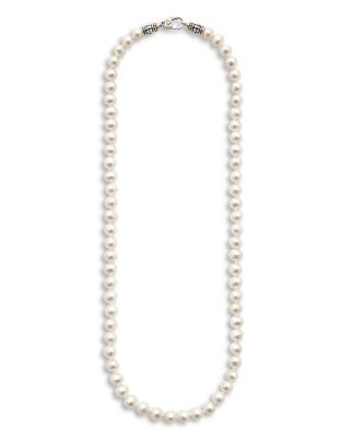 18K Yellow Gold & Sterling Silver Luna Cultured Freshwater Pearl Collar Necklace, 24"