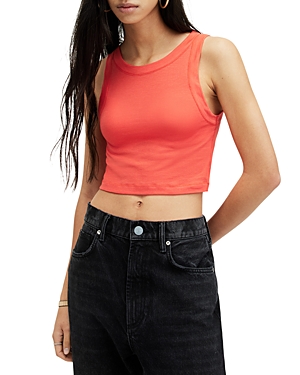 Allsaints Rina Sleeveless Cropped Tank Top In Poppy Pink