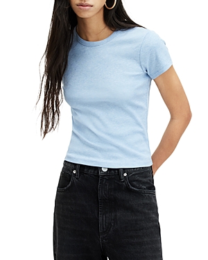 Shop Allsaints Stevie Cropped Tee In Blue Marl