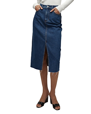 Shop Veronica Beard Victoria Long Denim Midi Skirt In Stoned