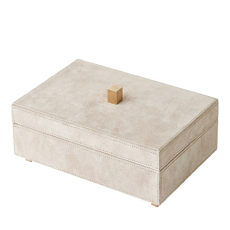 Global Views Posh Box Parchment Suede Small
