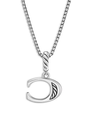 Pav&eacute; Initial Pendant Necklace in Sterling Silver with Diamond, 16"