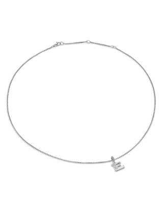Pav&eacute; Initial Pendant Necklace in Sterling Silver with Diamond, 16"