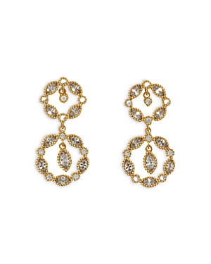 Shop Maje Rhinestone Double Circle Drop Earrings In Gold