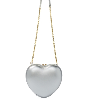 Shop Maje Heart Leather Crossbody In Silver