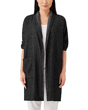 Shop Eileen Fisher High Collar Kimono Coat In Black