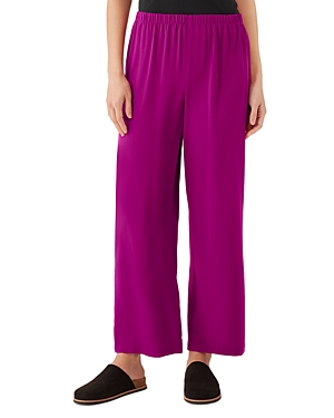 Eileen Fisher Cropped Straight-leg Silk Pants In Raspberry