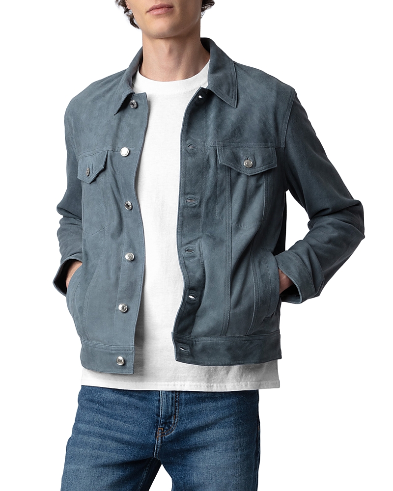Zadig & Voltaire Base Light Suede Jacket In Uniform