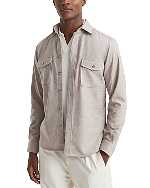 Reiss Chaser Long Sleeve Button Front Shirt In Wheat Melange