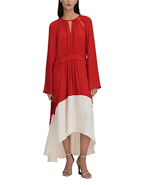 Shop Reiss Luella Color Blocked Midi Dress In Red/cream