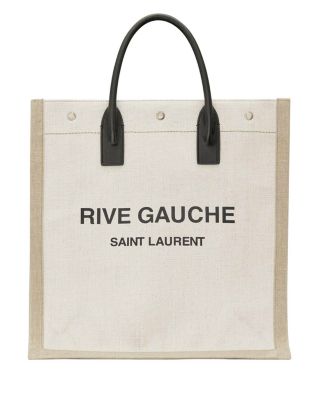 SAINT LAURENT - Rive Gauche North/South Linen and Leather Tote