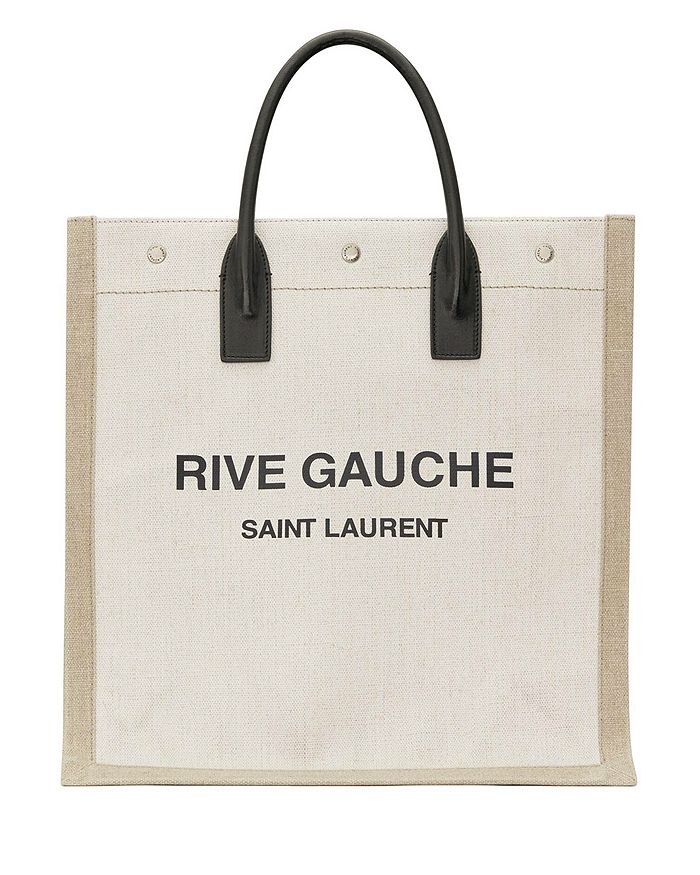 Saint Laurent Rive Gauche North/South Linen and Leather Tote ...