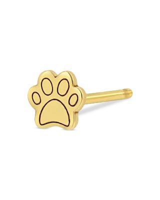 14K Yellow Gold Itty Bitty Paw Single Stud Earring