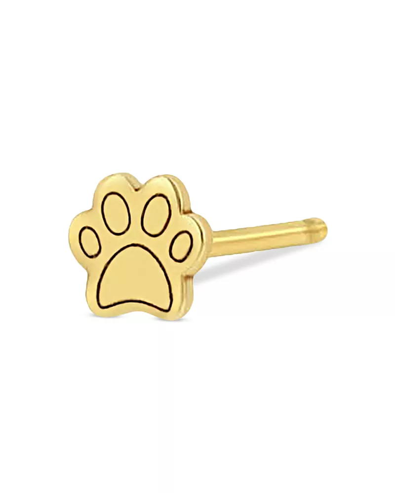 Zoe Chicco 14K Yellow Gold Itty Bitty Paw Single Stud Earring